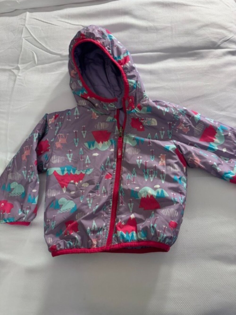 Reversible North Face Jacket - Purple with Winter Polar Bear Scene - 18-24 mo